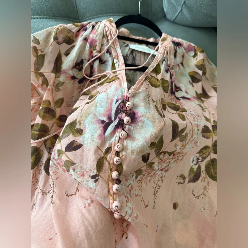 SOLD!! Zimmermann Women's Rosa Floral Tie-Neck Blouse Size 1 US 6-8 New - Picture 14 of 16